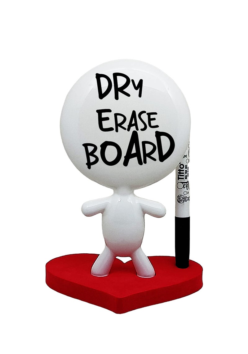 Estudio MW Valentines Day Gift - TITTO in Love, Draw Your Ideas - Ceramic Desk Coworkers Whiteboard Doll - Red Office Decor Design - Back to School Love Gifts - RED - Image 2